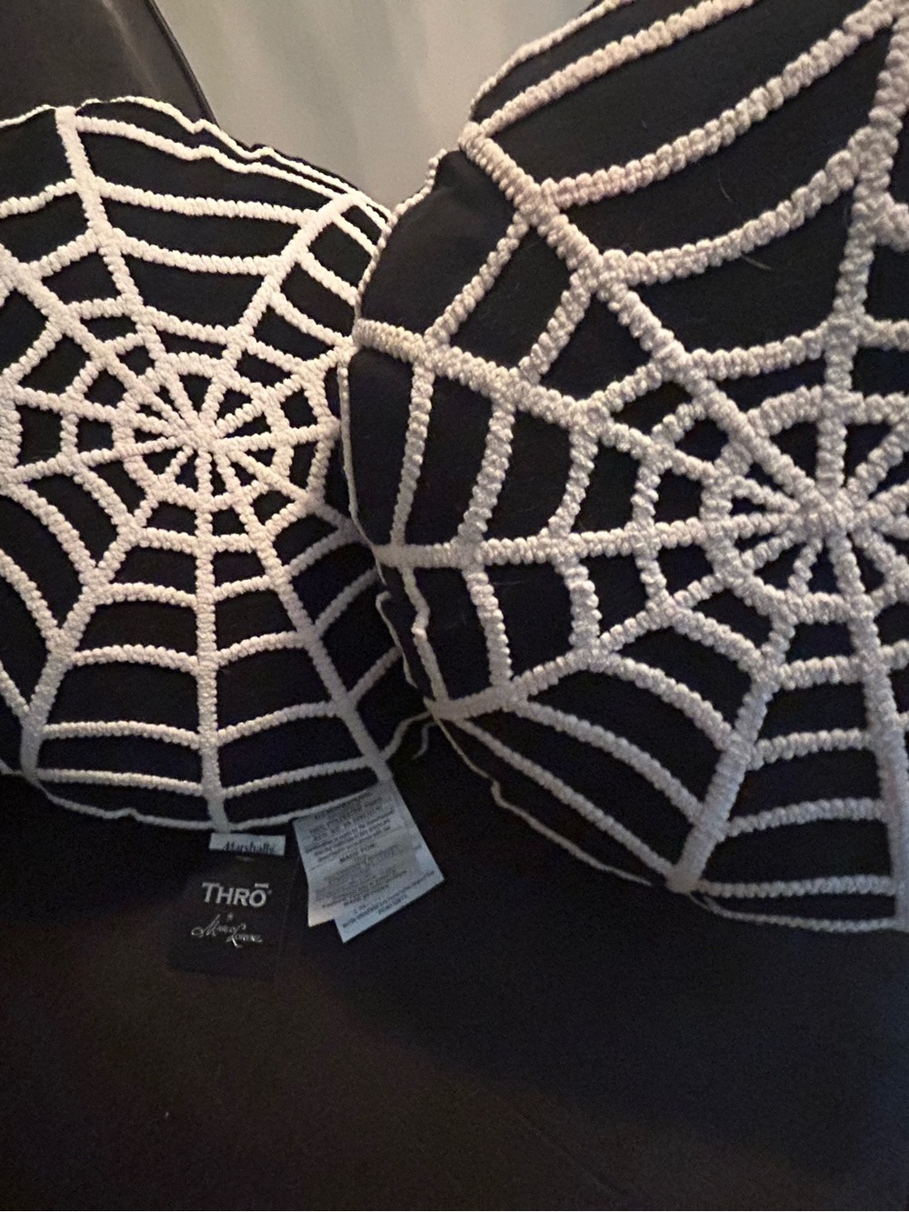 Black Spiderweb Accent Pillow – Set of 2
